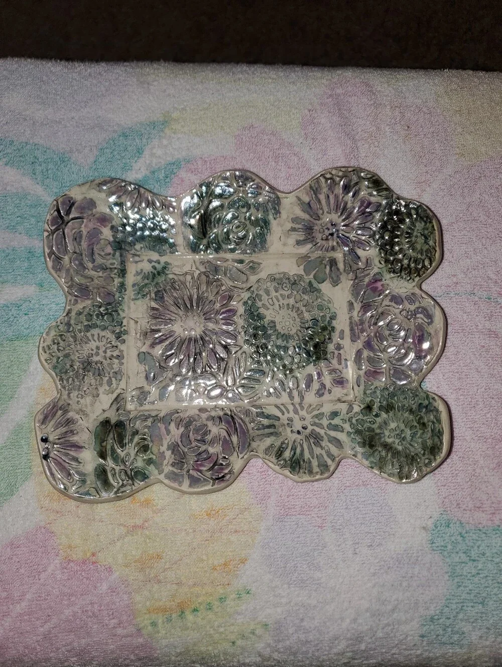 Vintage Floral Handmade Decorative Ceramic Tray